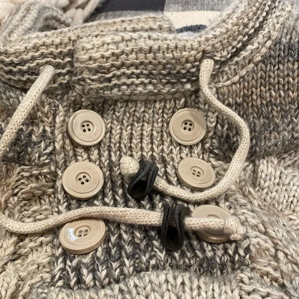 Leif Nelson Beige Tweed Knit Pullover Heavyweight Sweater Mens SZ XLFisherman